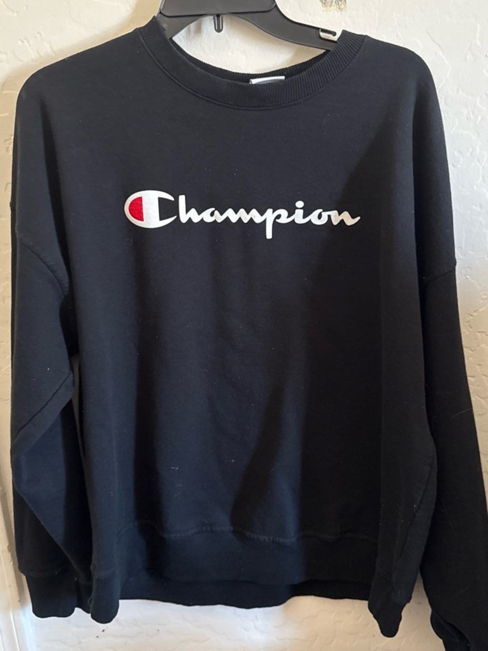 Champion Navy Crewneck with Red, White & Blue Neck Trim